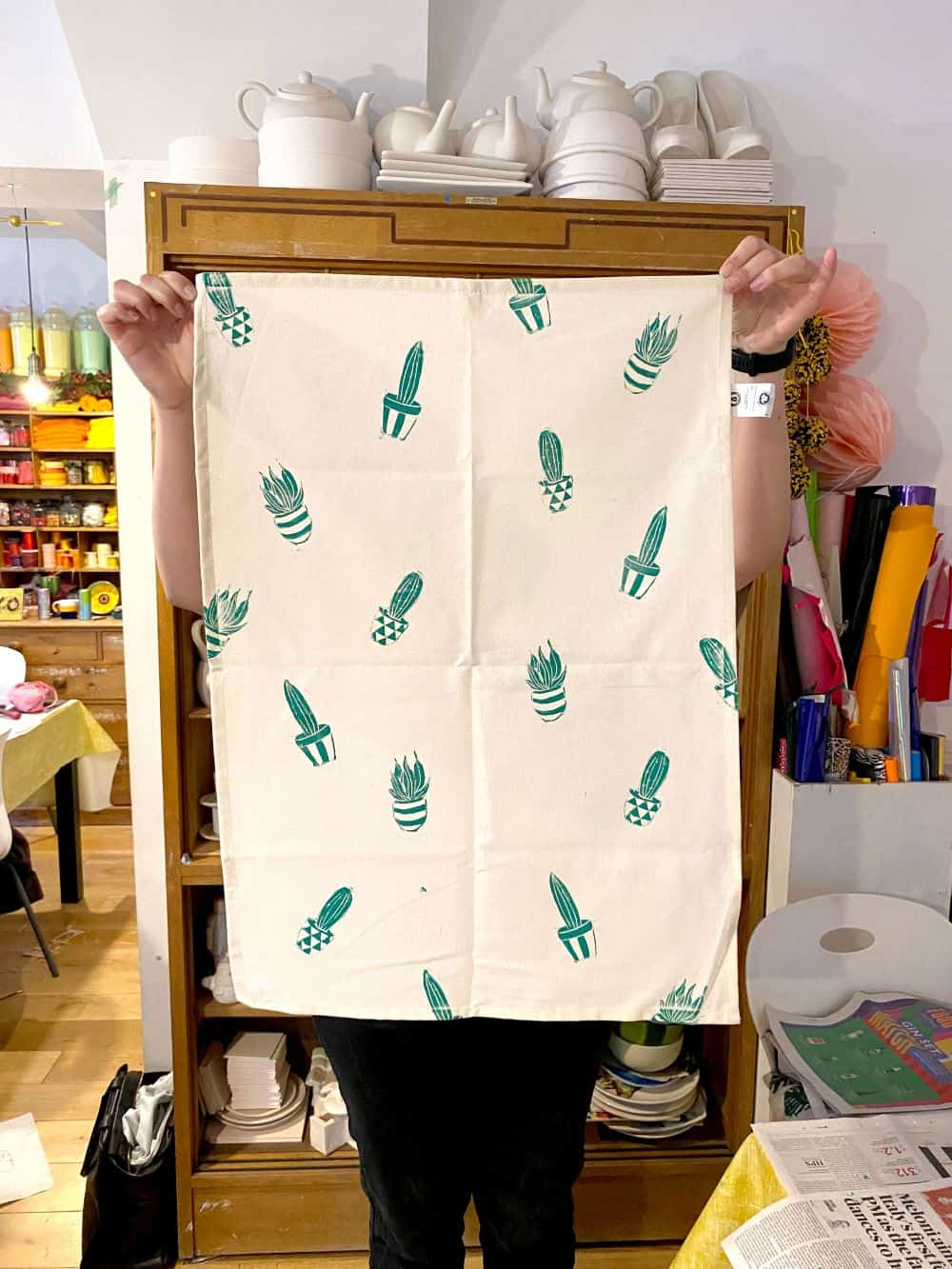 Lino print your own tote bag or tea towel
